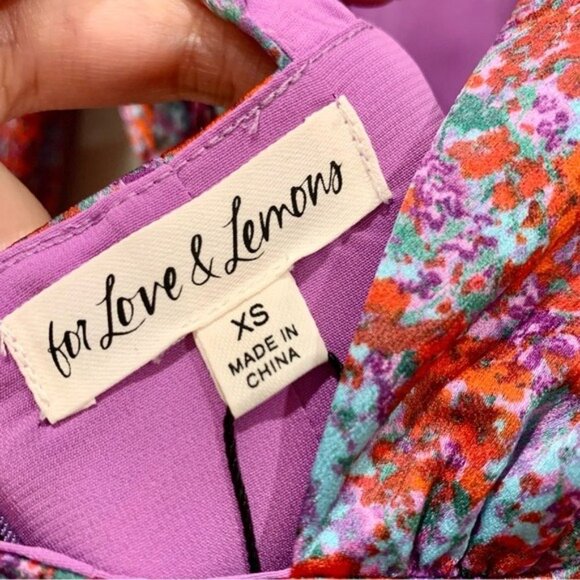 For Love & Lemons Red Purple Floral Corset Open Back Flare Dress - Picture 6 of 7